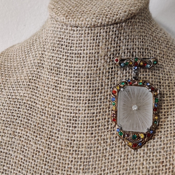 Rare Singer & Kantor Art Deco Camphor Glass Fob brooch - Picture 2 of 16